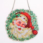 Peinture de diamants "JobaStores®" Décoration de Noël à suspendre Père Noël en couronne (24cm)
