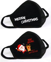 GetGlitterBaby - Katoen Mondkapje / Wasbaar Mondmasker - Kerst / Kerstmis / Kerstman / Merry Christmas / 2022 - 2 Stuks