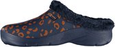 Xq Footwear Tuinklompen Dames Rubber/imitatiebont Donkerblauw Mt 37