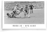 Walljar - Poster Ajax - Voetbalteam - Amsterdam - Eredivisie - Zwart wit - Roda JC - AFC Ajax '82 - 120 x 180 cm - Zwart wit poster