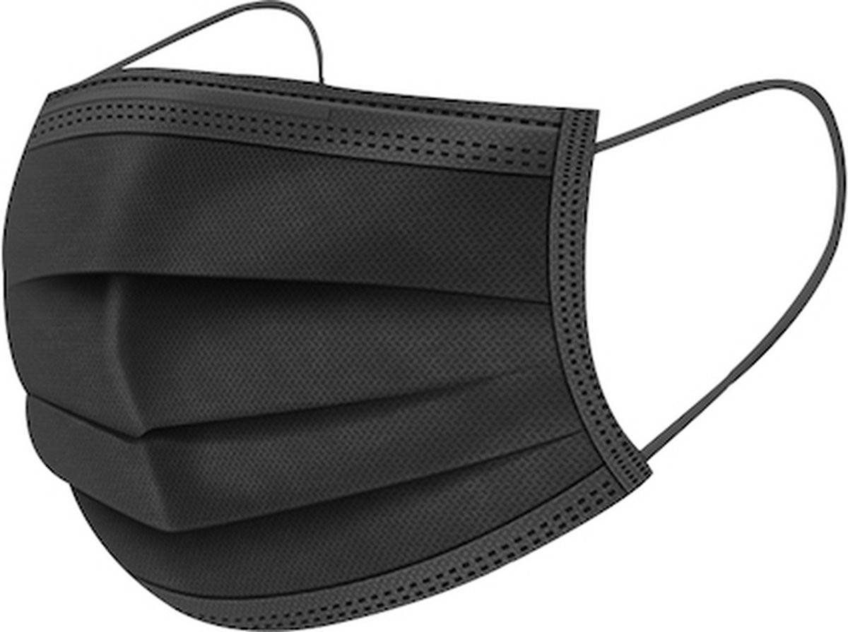 250 stuks Wegwerp 3laags gezichtsmaskers - mondmasker - mondkapje (zwart) - Merkloos