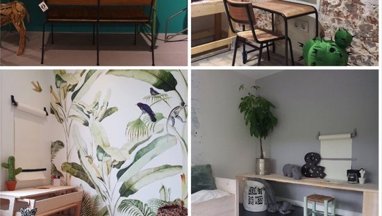 Rouleau de dessin - aux boucles d'apprentissage | VINTAGE BLACK (Rouleau de papier : marron) MAINTENANT AVEC : bande détachable renforcée ! (tableaux muraux - tableaux de texte - planche à dessin)