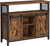 FURNIBELLA - Sideboard, keukenkastje, opbergkastje, met 2 schuifdeuren, verstelbare plank, industrieel, voor woonkamer, vintage bruin-zwart LSC092B01