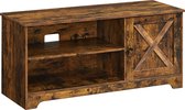 FURNIBELLA -  TV-meubel, TV-tafel, TV-plank, voor TV's tot 43 inch, rustieke landelijke stijl, 2 open compartimenten, vintage bruin LTV007X01