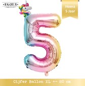 5 Jaar Folie Ballon Regenboog * 80 cm ballon * Snoes * Verjaardag Hoera 5 Jaar met Mini Unicorn Ballon * Eenhoorn Ballon * Feestje * Versieren * Magical * Cijfer ballon 5 Jaar * Vi