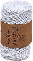Cafuné macramé touw - Wit - 3mm - 60m - 250gr - Triple Twist - 3ply - Gerecycled katoen