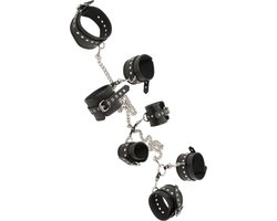 Zado – Zeer Hoogwaardige Bondage Harnas met Complete Verstelbare Boeien Set en Halsband – Zwart