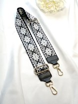 XARI COLLECTIONS - 'Mia' Blauw & Beige Strap / Tashengsel - Goud hardware Tasband - Verstelbaar hengsel voor handtas - Los - Crossbody Vervang hengsel voor over de schouder - Schou