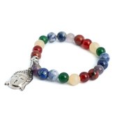 Bracelet pierres précieuses 7 Chakra avec breloque Bouddha – 8 mm