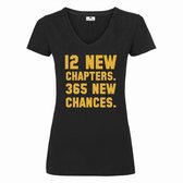 Nieuwjaar shirt voor dames 12 new chapters-Oud en Nieuw t-shirt-Maat L