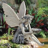 BrenLux Tuinbeeld - Sprookjesbeeld - Elfenbeeld - Bronskleurig beeld - Klein mooi tuinbeeld - 14 x 15cm beeld - Tuindecoratie - Sfeertuinen beeldje