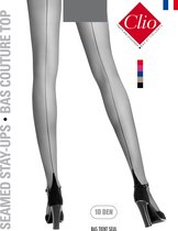 Clio Hold Ups - Hold Up Kousen - Zwart met Taupe Naad - 15 Den. - T4 - Large