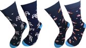 Verjaardag cadeau - astronaut Sokken - Leuke space sokken - Vrolijke sokken - Luckyday Socks - Sokken met tekst - Aparte Sokken - Socks waar je Happy van wordt - Maat 36-41
