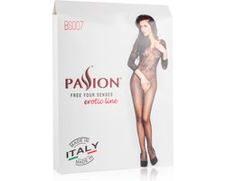 Witte netstof catsuit met open kruis
