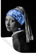 Muurstickers - Sticker Folie - Meisje met de parel - Johannes Vermeer - Blauw - 80x120 cm - Plakfolie - Muurstickers Kinderkamer - Zelfklevend Behang - Zelfklevend behangpapier - Stickerfolie