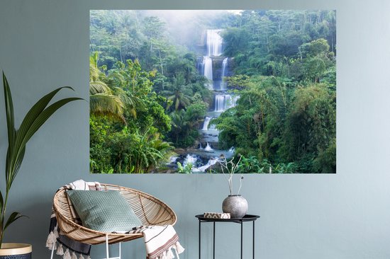 Sticker Muursticker Indonésie - Chutes d'eau en Indonésie - 120x80 cm - film adhésif autocollant - sticker mural repositionnable