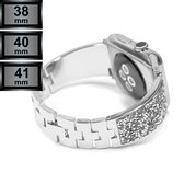 Compatible Apple Watch Bandje - RVS met Steentjes - Apple iWatch Series 1/2/3/4/5/6/SE/7 - 38/40/41mm - Zilver