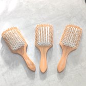 MaisonLuxe Set van 3 Bamboe Haarborstels Groot - Plasticvrij - Duurzaam - Biologisch - Zero Waste - Houten haar borstel