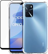 Oppo A16/A16s Hoesje + Oppo A16/A16s Screenprotector -  Transparant Case met Full Cover Glas