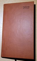LIBOZA - Agenda - Zakagenda staand 2022 - Cognacbruin - Leatherlook - Hardcover - inclusief ECO pen - Handig formaat - 120 blz - 16,5 x 9,5 - verkrijgbaar in zwart, rood en cognacbruin leathe