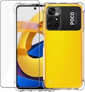 Xiaomi Poco M4 Pro Hoesje + Xiaomi Poco M4 Pro Screenprotector -  Transparant Case met Cover Glas