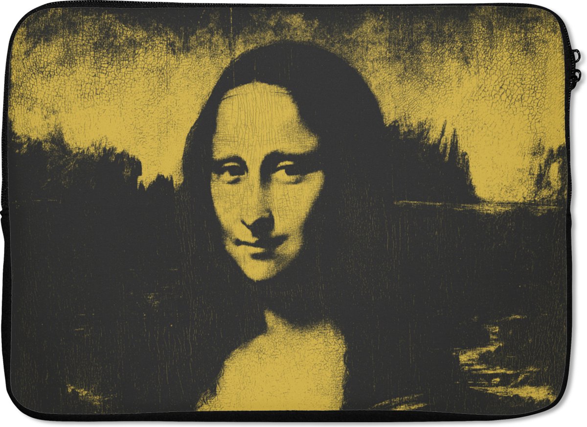 Laptophoes 14 inch - Mona Lisa - Leonardo da Vinci - Oude meesters - Laptop sleeve - Binnenmaat 33x23 cm - Zwarte achterkant