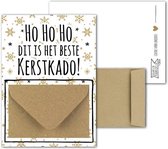 Geldkaart met mini Envelopje -> Kerst - No: 17 (IJssterren-goudkleurig/zwart-HoHoHo Beste KerstKado) - LeuksteKaartjes.nl by xMar