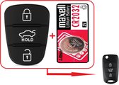 Autoleutel Rubber Pad 3 Knoppen met batterij geschikt voor Hyundai sleutel / Hyundai Santa fe / Accent / Avante / Veloster / Hyundai i10-i20-i30-iX35 / Drukknoppen toetsen voor de