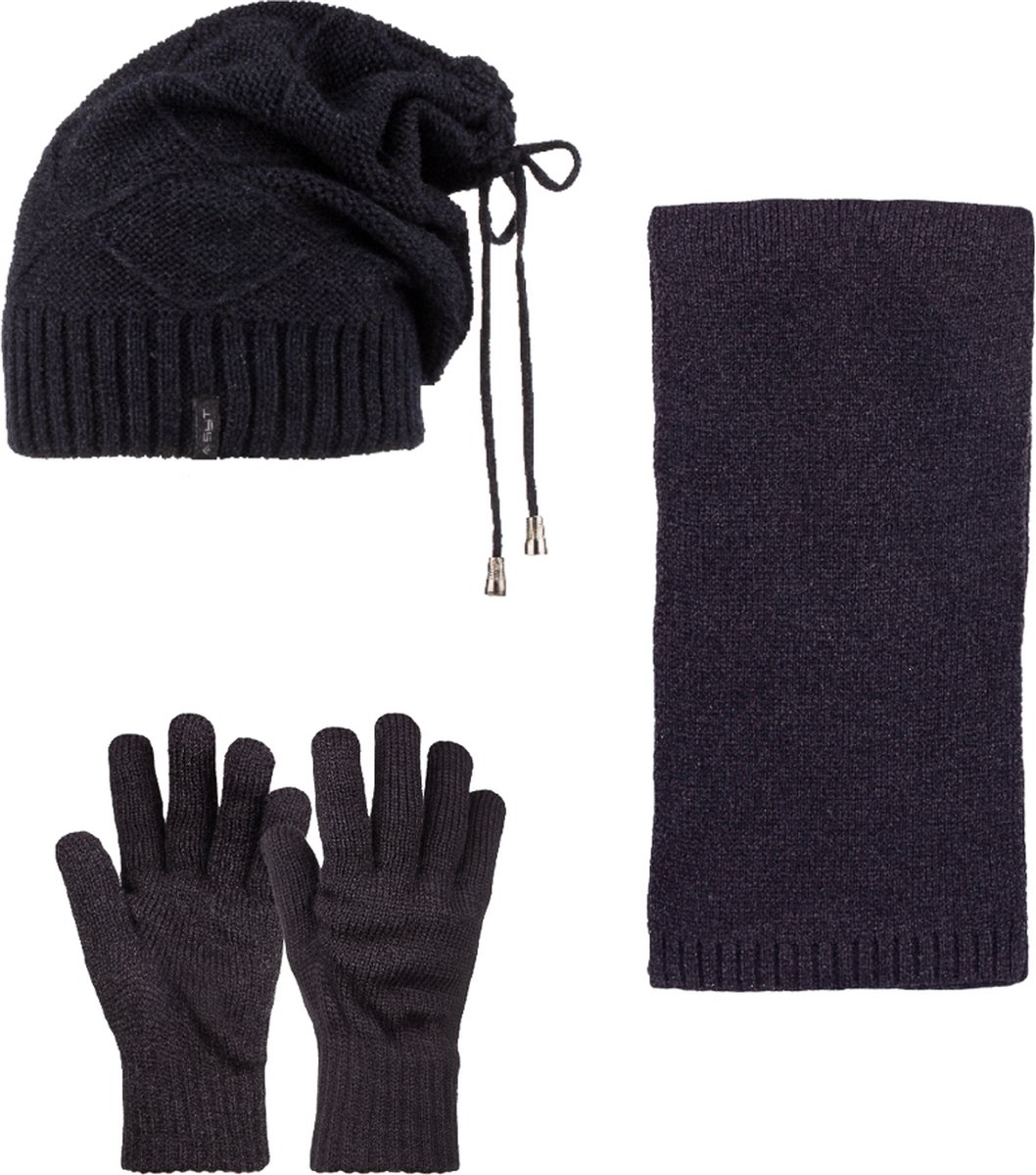 SUYUTTI Heren 3-Delig Winter Set | Muts (Beanie) met Fleecevoering - Sjaal - Handschoenen | Cool-05 (K2203-05)