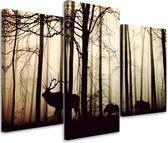 Trend24 - Canvas Schilderij - Bosdieren - Drieluik - Dieren - 120x80x2 cm - Bruin