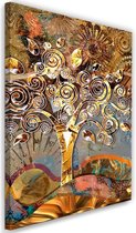 Trend24 - Peinture sur toile - Arbre d'amour Klimt - Peintures - Abstrait - 70x100x2 cm - Or