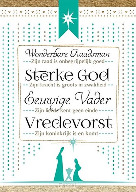 Kerstkaarten Wit Wonderbare raadsman, sterke God, eeuwige vader, vredevorst