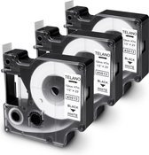 Telano - 3 stuks Label Tapes 45013 Compatible voor Dymo D1 LabelManager - Zwart op Wit - 12 mm x 7 m - S0720530 Label Tape
