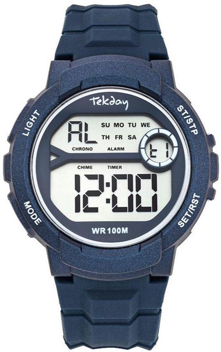 Tekday-Sportief-Digitaal heren horloge-Blauw/Grijs-Waterdicht-Silicone band-Fijn draagcomfort