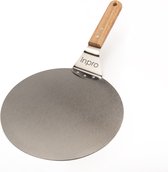 Inpro Pizzaschep RVS - Rond - Voor BBQ en oven - Pizzaspatel - Taartschep - Houten handvat - BBQ Gereedschap - Keukengerei - 30 cm diameter - Spatel