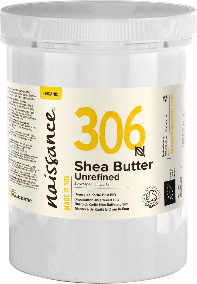 Biologische Shea Butter, 100% biologische Shea Butter, vegan en geurvrij, Intensive Care voor Gezicht - Lichaam - Haar - Lichaamsverzorging