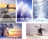 Assortiment Kerstkaarten Met Winteraanzicht - 20 kaarten Met Envelop - 5 Designs