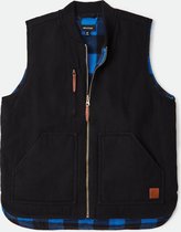 BRIXTON ABRAHAM REV VEST Zwart/Blauw geruit Maat S