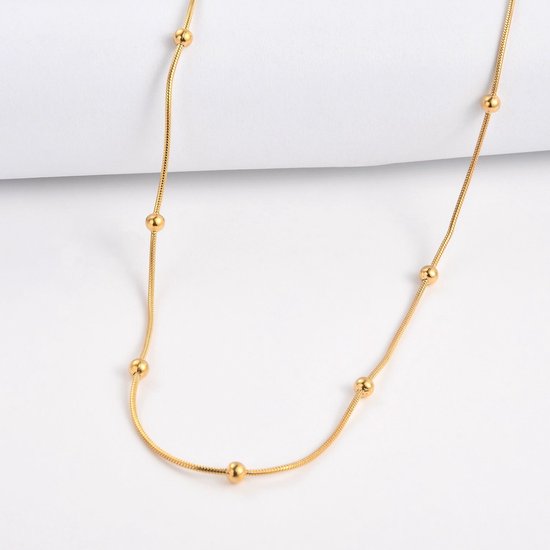 ABkettinkjes - Ketting - Gouden kettinkje - Slang - Balletjes - Bolletjes - Goud - Gold plated - 18K - Verguld