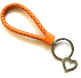 Sleutelhanger - Oranje - Hart - Liefde - Valentijn - Love - Live - Laugh - Sport - Hanger - Leer - Kleur - Sportsieraad - Sieraad - Sportsieraden - Sieraden - Team - Teamkado