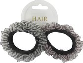 Scrunchie Haarelastiek Nylon - Roze/Grijs