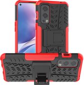 Rugged Kickstand Back Cover - OnePlus Nord 2 Hoesje - Rood