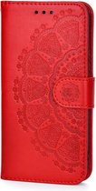 Bloemen Book Case - Xiaomi Redmi 9T Hoesje - Rood