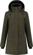 Travelin' Jack Lova - Lange Dames Parka - Jas met Teddy voering - Donkergroen - Maat 42