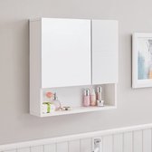 spiegelkast, wandkast, badkamermeubel met verstelbare plankniveaus, badkamer, 54 x 15 x 55 cm, wit BBK122W01