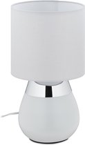 Relaxdays nachtkastlamp touch - moderne tafellamp E14 - schemerlamp - vensterbank - rond - zilver