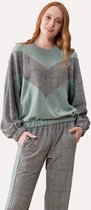 Feyza - Pyjama Set Voor Dames, Lange Mouwen, Groen - XL