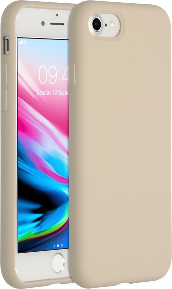 iPhone 8 hoesje - iPhone 7 hoesje - iPhone SE 2020 hoesje - hoesje iPhone SE 2020 - hoesje iPhone 8 - hoesje iPhone 7 - Siliconen hoesje - Bruin - Accezz Liquid Silicone Backcover