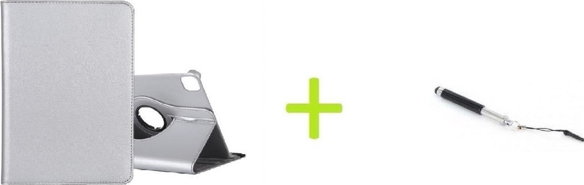 Geschikt voor iPad Air 4 10.9 (2020) Multi Stand Case - 360 Draaibaar Tablet hoesje - Tablethoes Zilver + Stylus