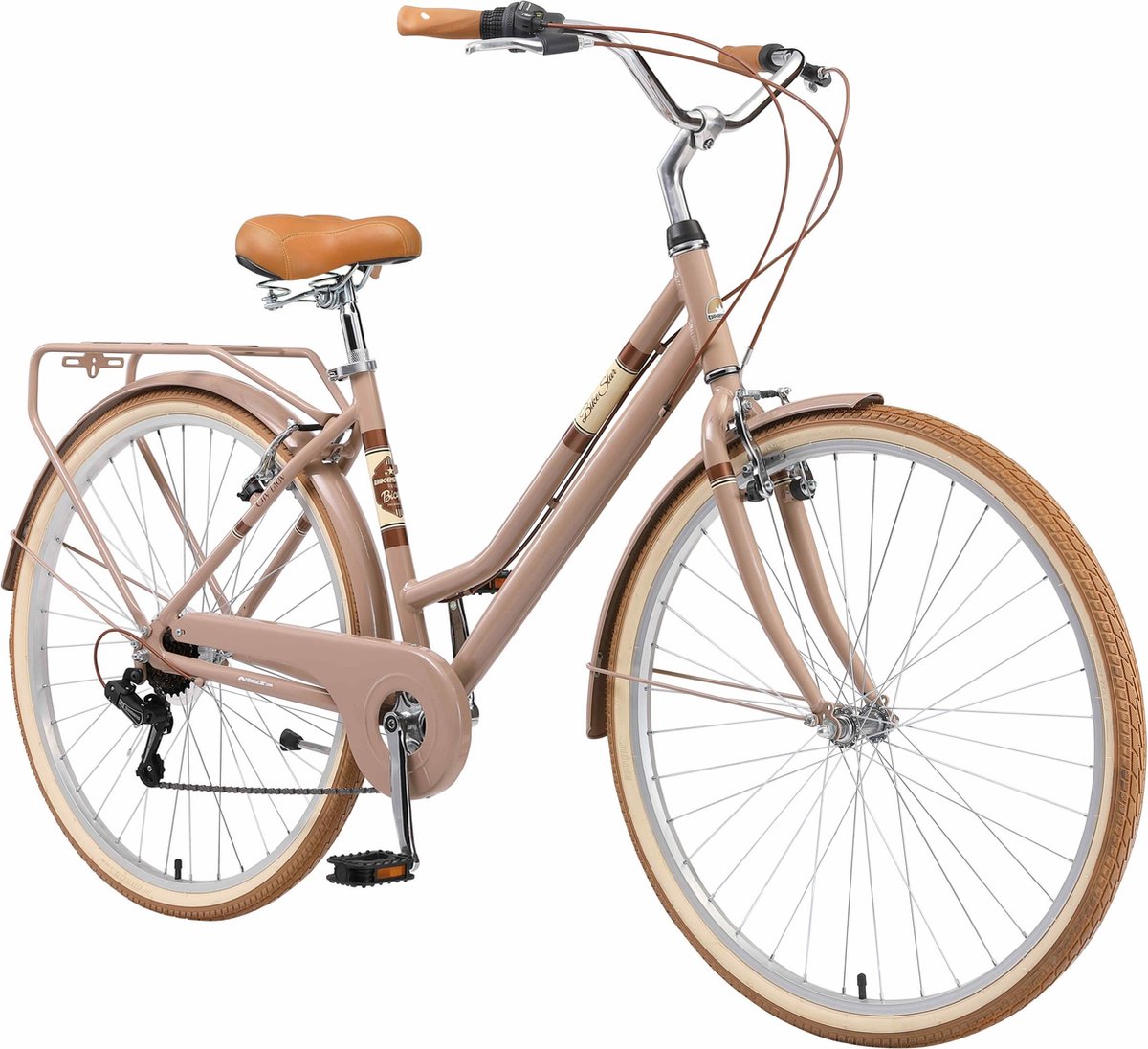 Bikestar 28 inch, 7 sp derailleur retro damesfiets, bruin online kopen